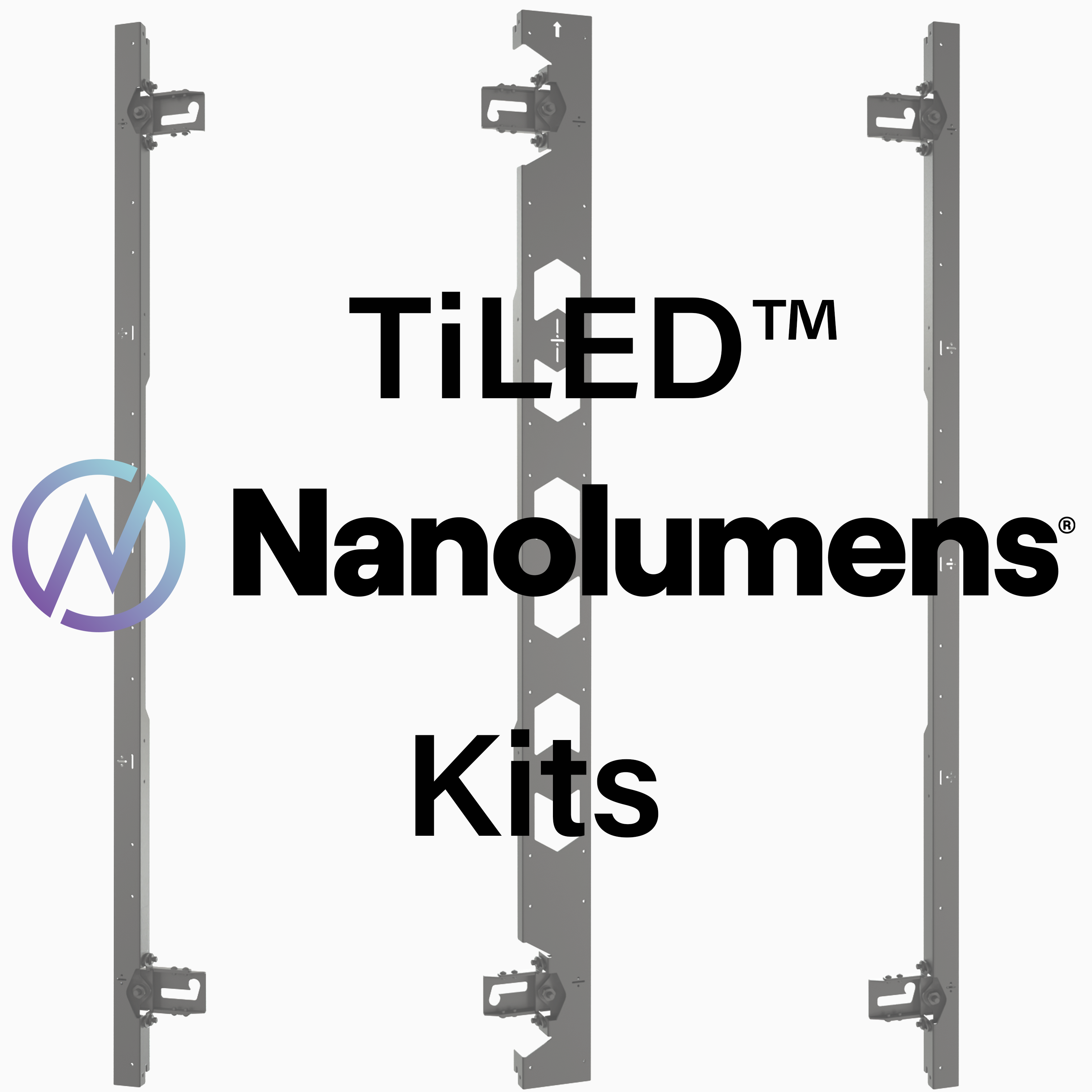 TiLED mounts with text about available kits for Nanolumens Engage