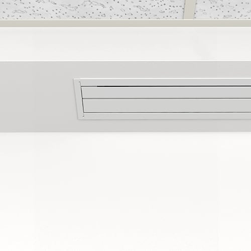Da-Lite Advantage in ceiling with closure door shut, screen raised