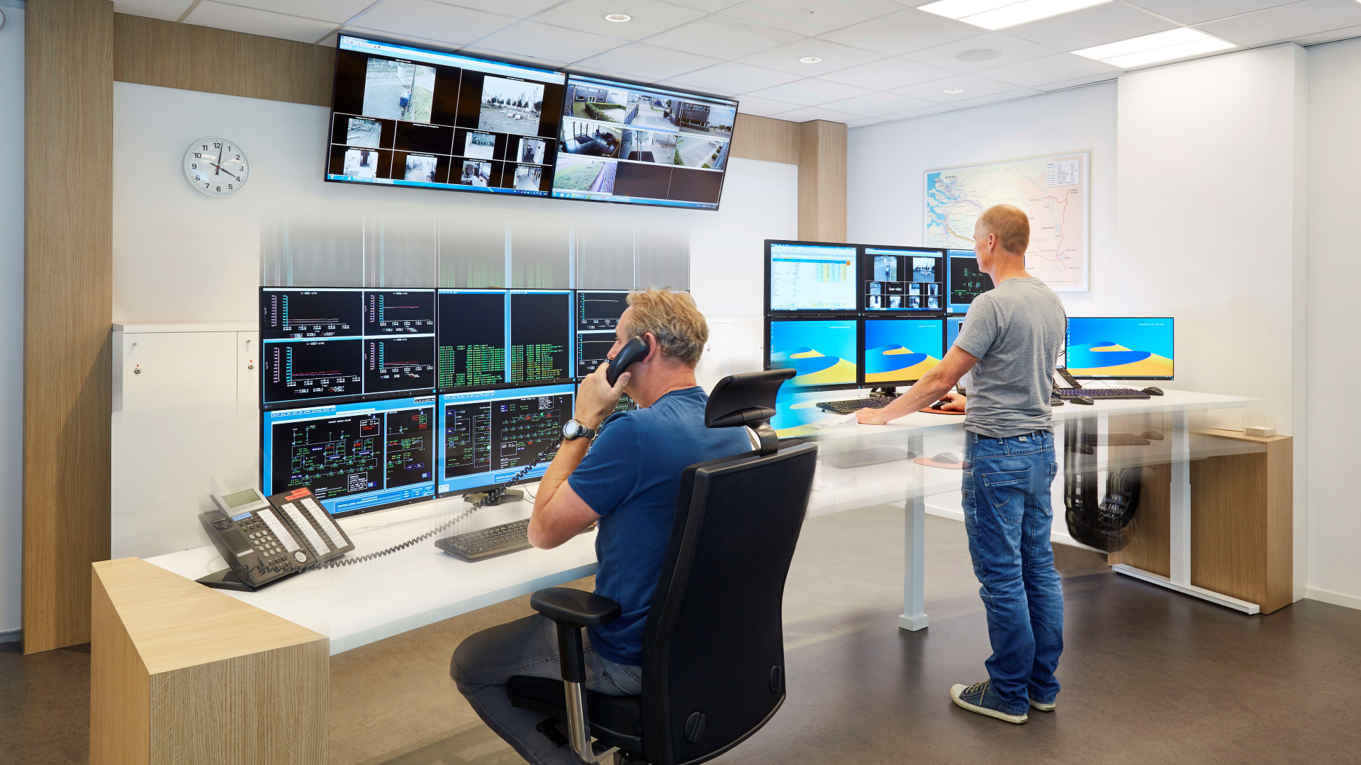 Control center with digital signage monitors