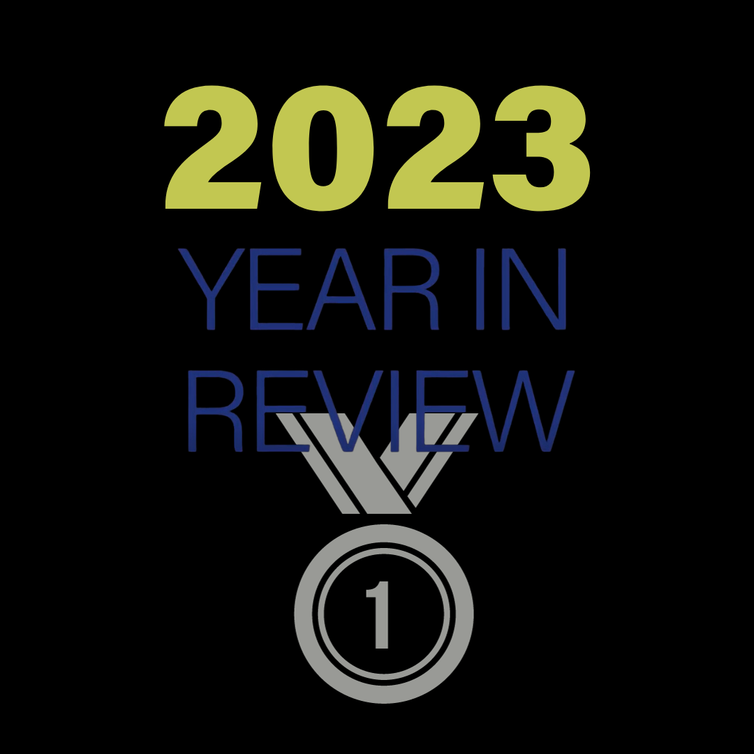 Year in Review text with an award icon