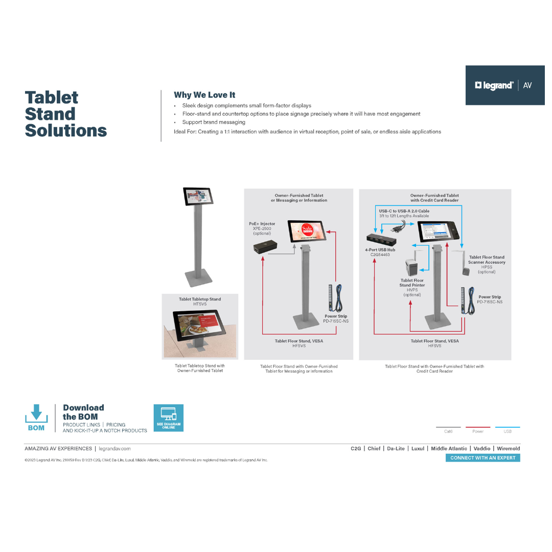 Legrand AV's Tablet Stand solution diagram