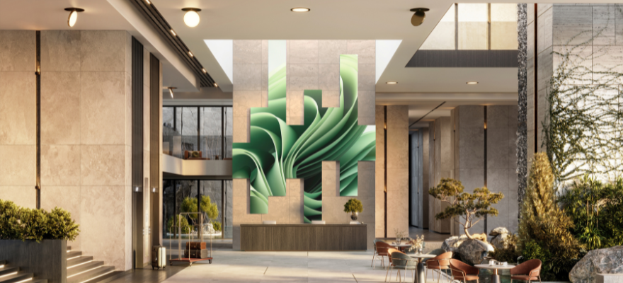 TiLED video wall in a corporate lobby