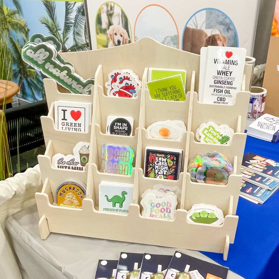 stickers as giveaways in tradeshow booth