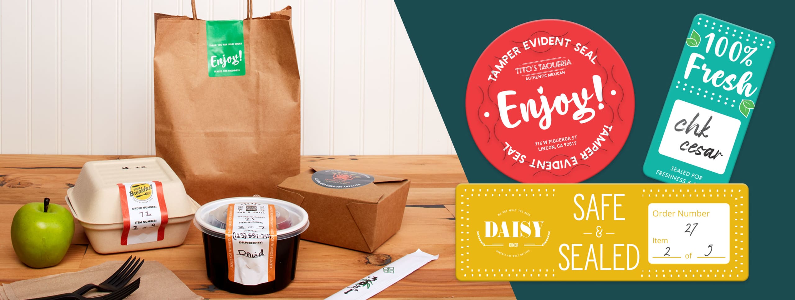 100 Tamper-Evident Food Delivery Labels - 5 Star Review Security Seals For Restaurants