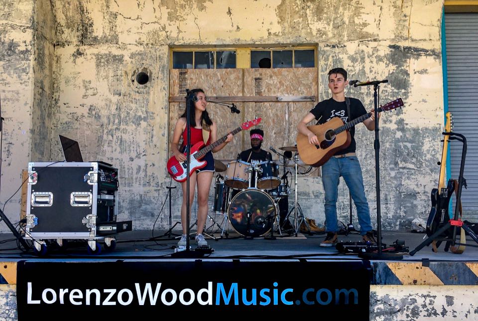 Lorenzo Wood and band at Alameda Mini Maker Faire, 2018