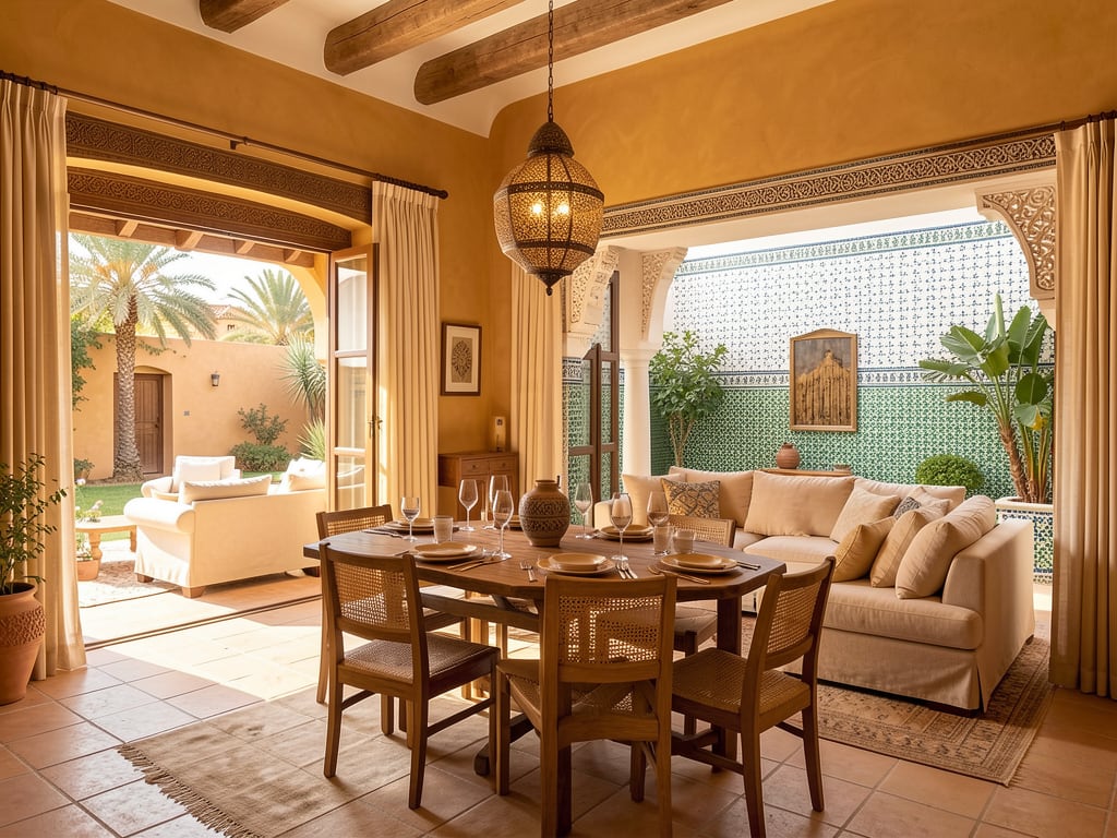 Salle à manger sable chaud — maison marocaine