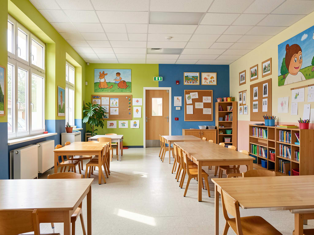 Peinture des écoles au Maroc — salle de classe rénovée 2026
