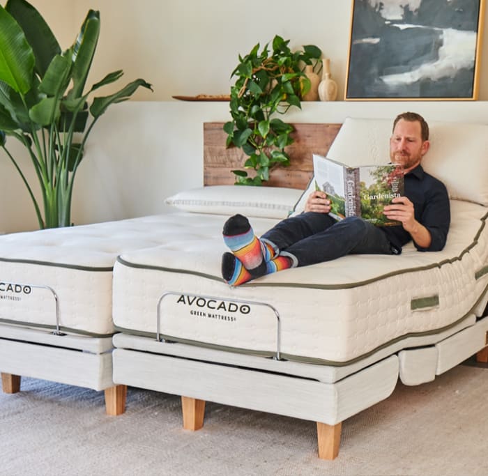 Adjustable Bed Frame With Organic Materials Avocado Green Mattress
