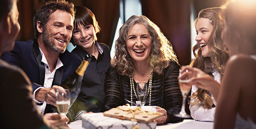 Champagne toast at dinner