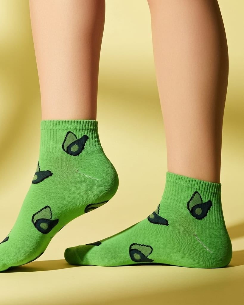 Green Avocado Ankle Socks – Fun & Comfy Fruit Design thumbnail 3