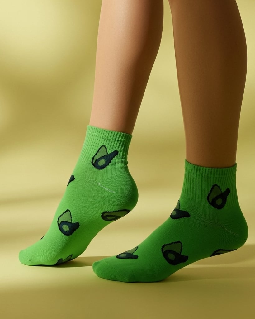 Green Avocado Ankle Socks – Fun & Comfy Fruit Design thumbnail 4