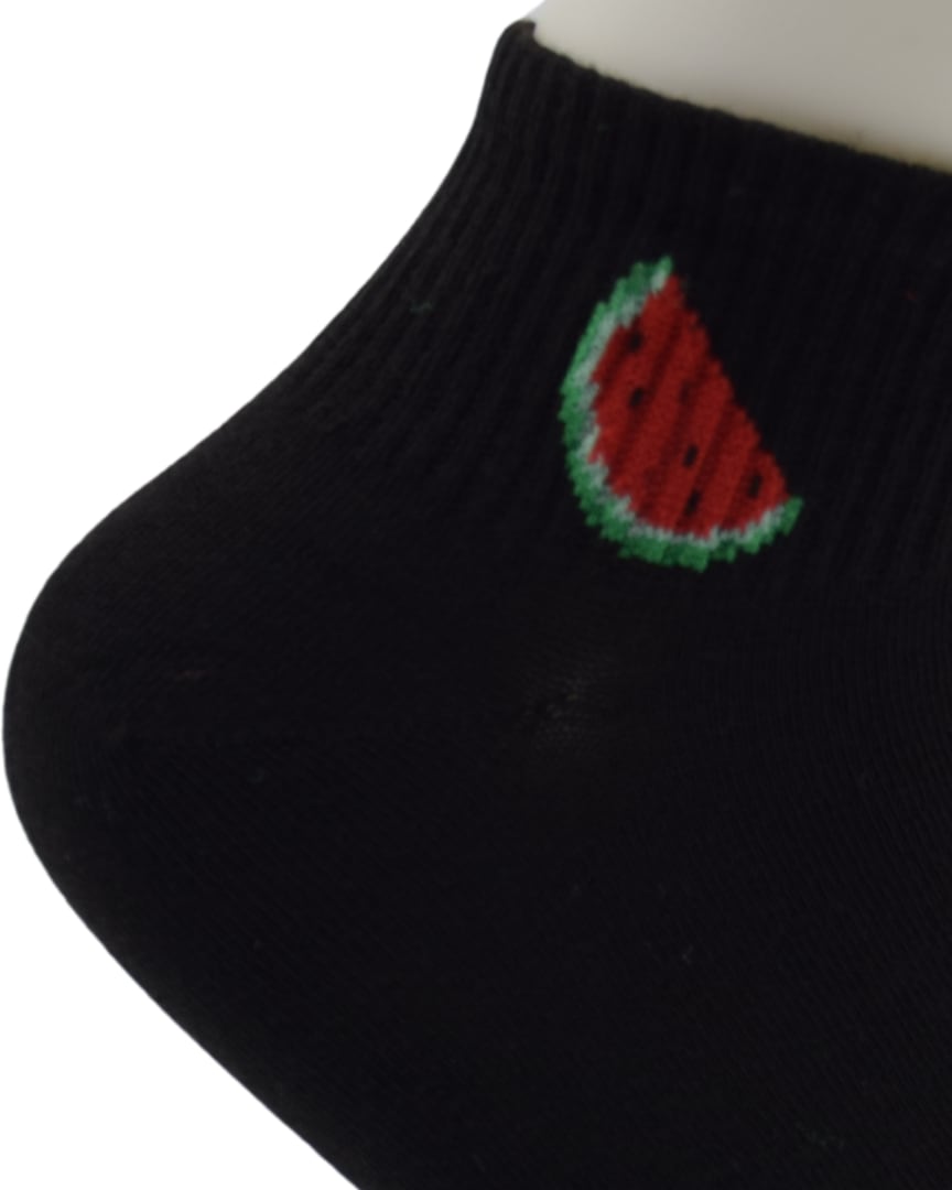 Watermelon Ankle Socks – Black Casual Fun thumbnail 1