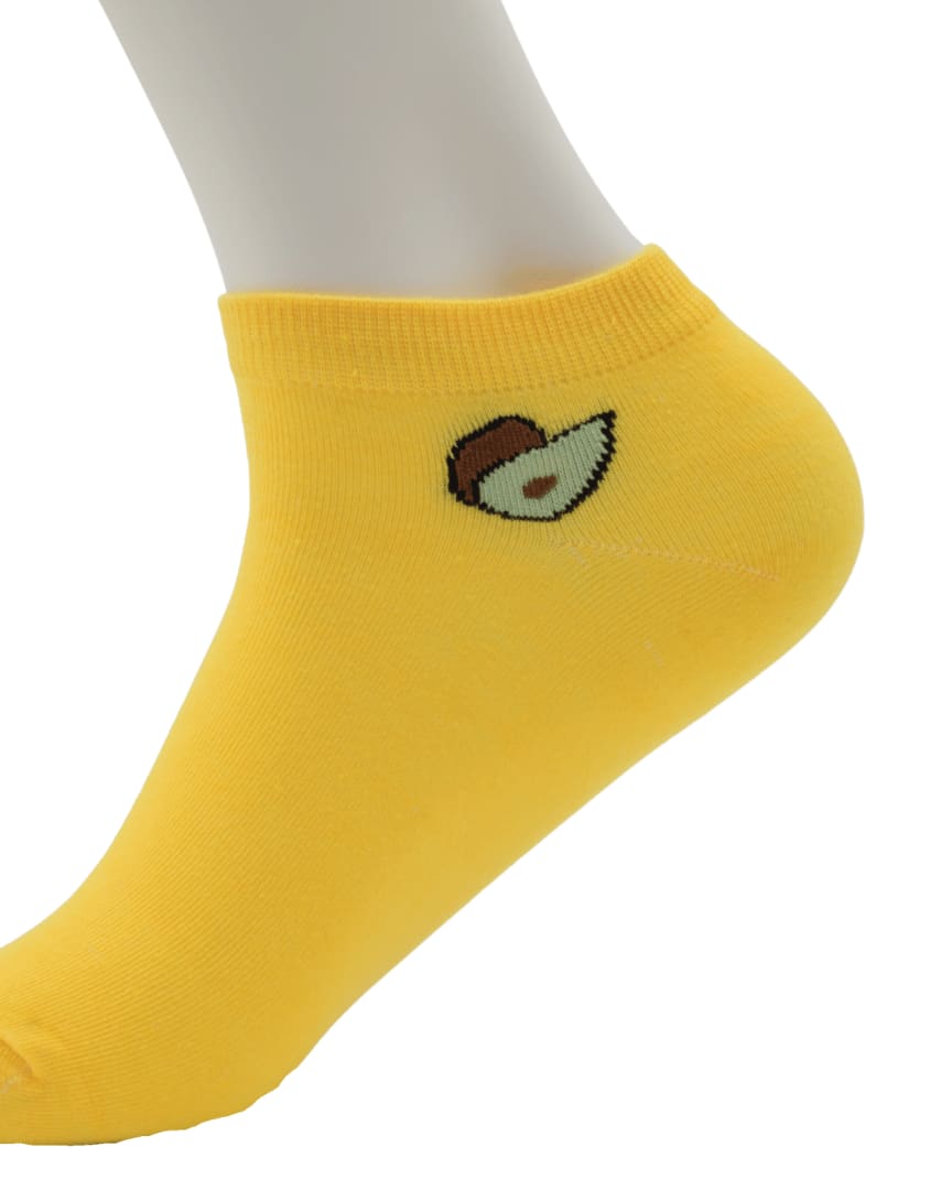 Yellow Ankle Socks with Avocado Design thumbnail 2