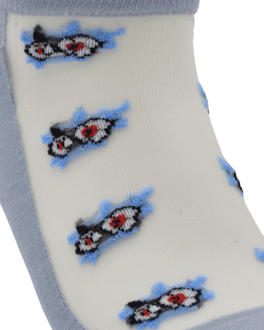 Sky Blue Sheer Ankle Socks with Floral Embroidery thumbnail 2