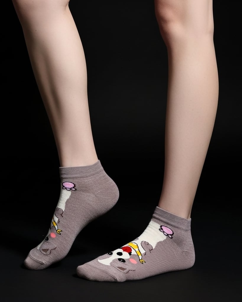 Cute Dog Print Ankle Socks – Soft & Playful Everyday Wear thumbnail 1