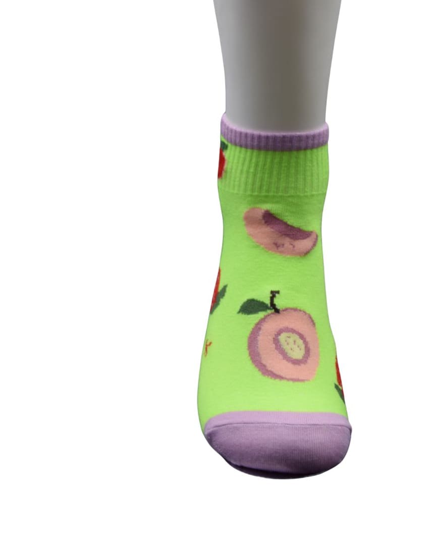Colorful Fruit Design Ankle Socks – Green & Purple main view