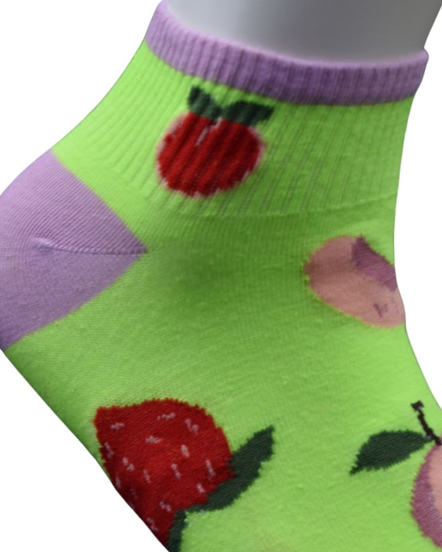 Colorful Fruit Design Ankle Socks – Green & Purple thumbnail 2