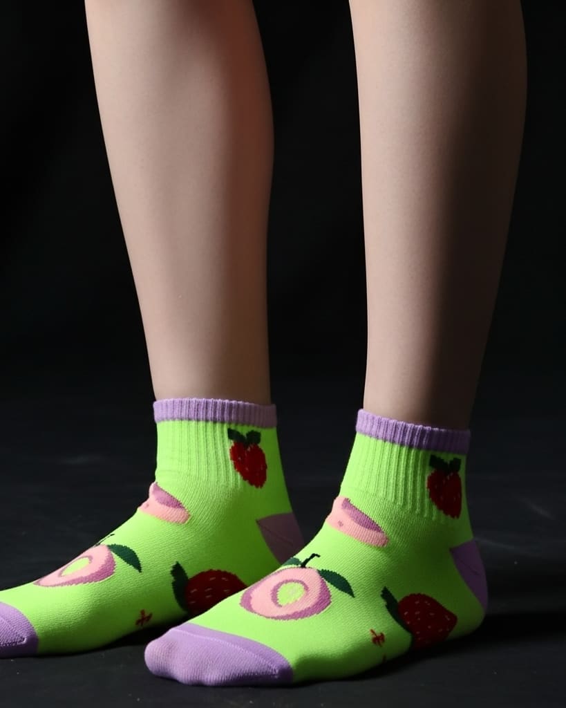 Colorful Fruit Design Ankle Socks – Green & Purple thumbnail 3