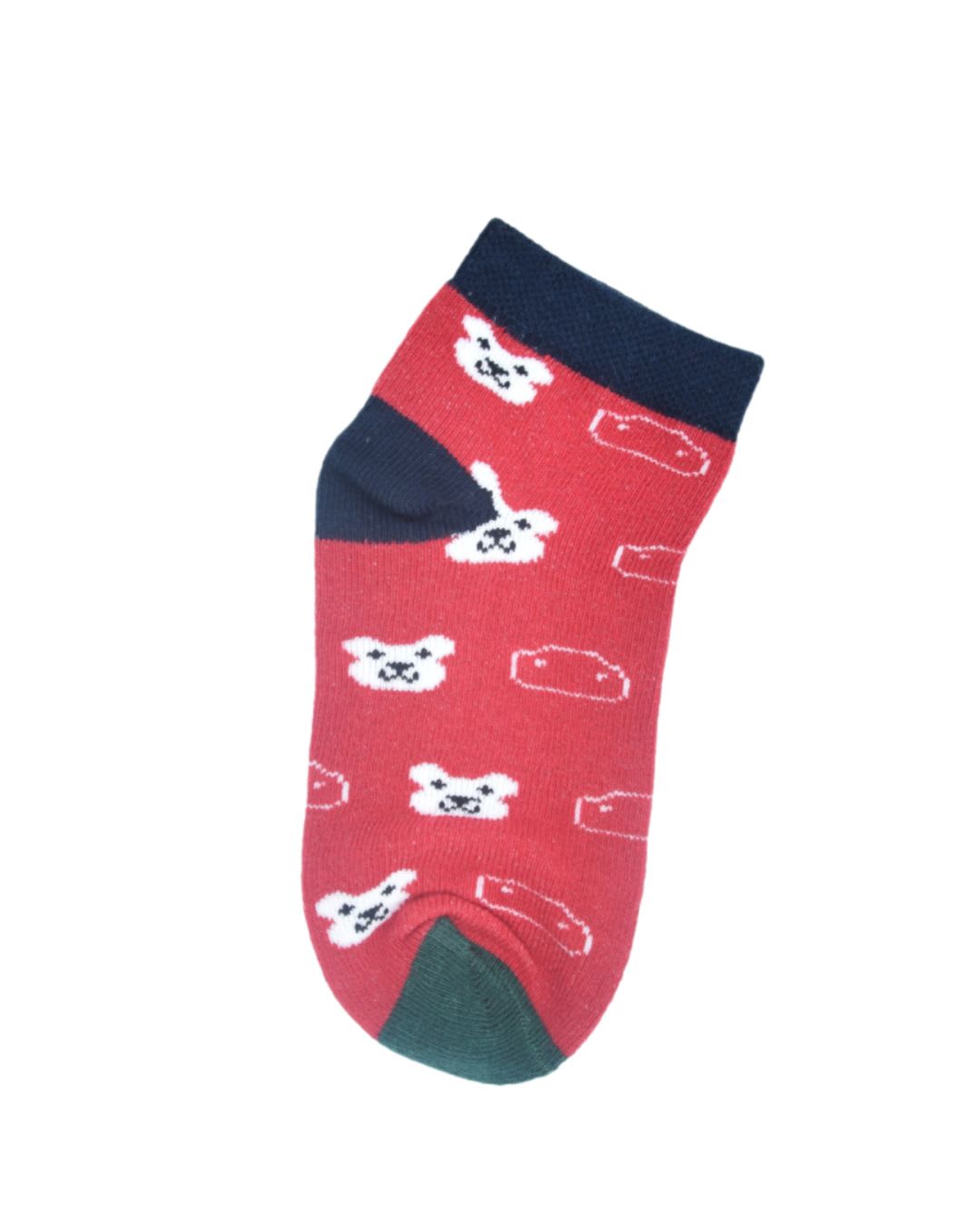 Kids Cute Bear Pattern Ankle Socks – Red | Soft Cotton Comfort thumbnail 2