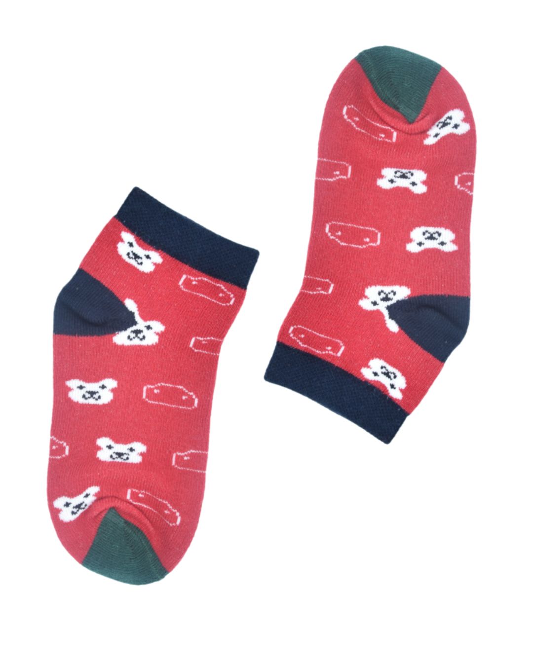 Kids Cute Bear Pattern Ankle Socks – Red | Soft Cotton Comfort thumbnail 3