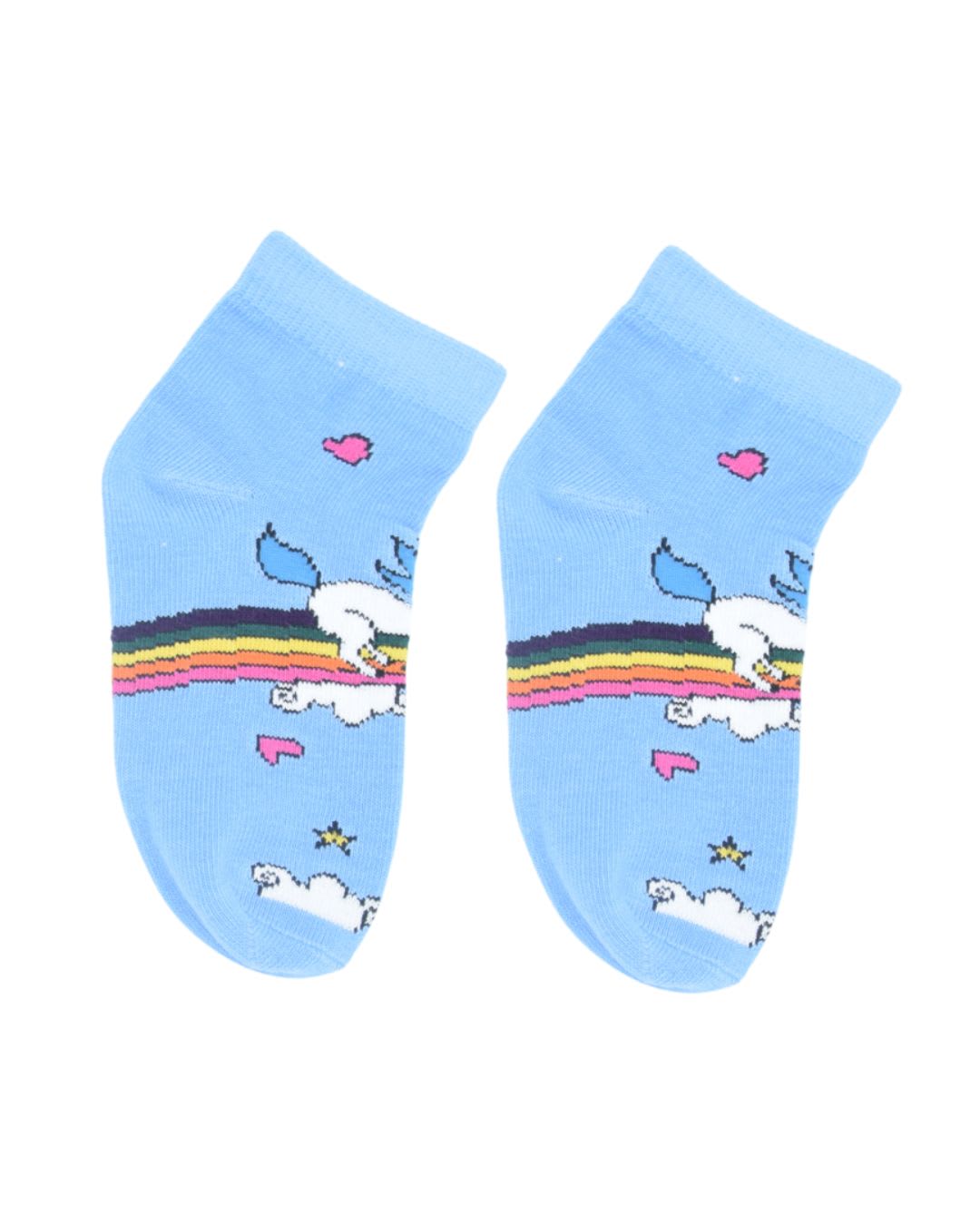Kids Unicorn Rainbow Ankle Socks – Blue | Magical Cotton Comfort