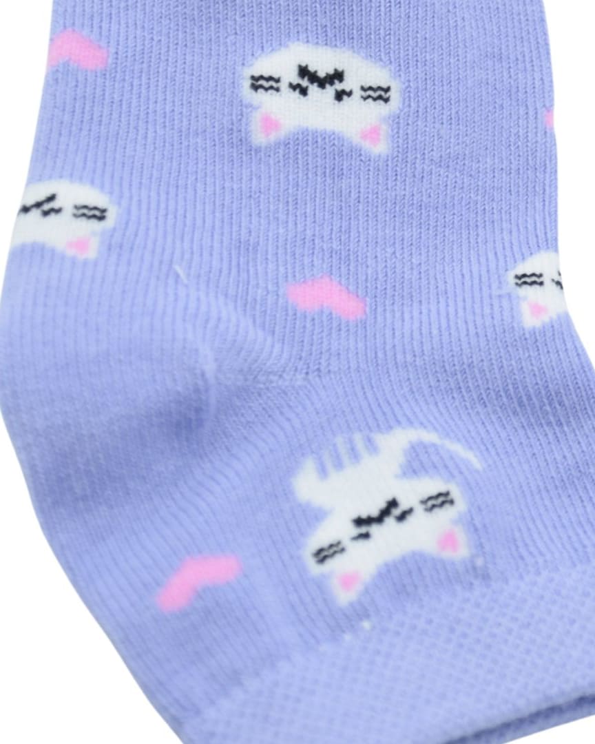 Cute Purple Kitty Ankle Socks for Kids