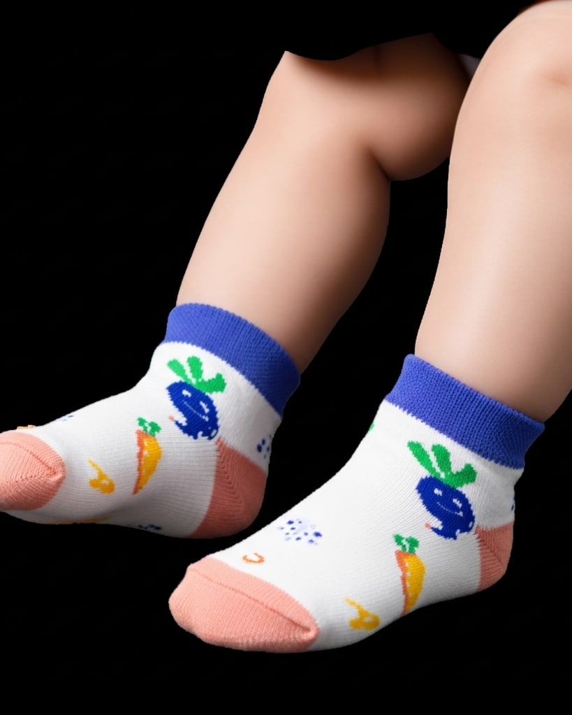 Veggie Fun Baby Ankle Socks – Carrot & Beet Print thumbnail 2