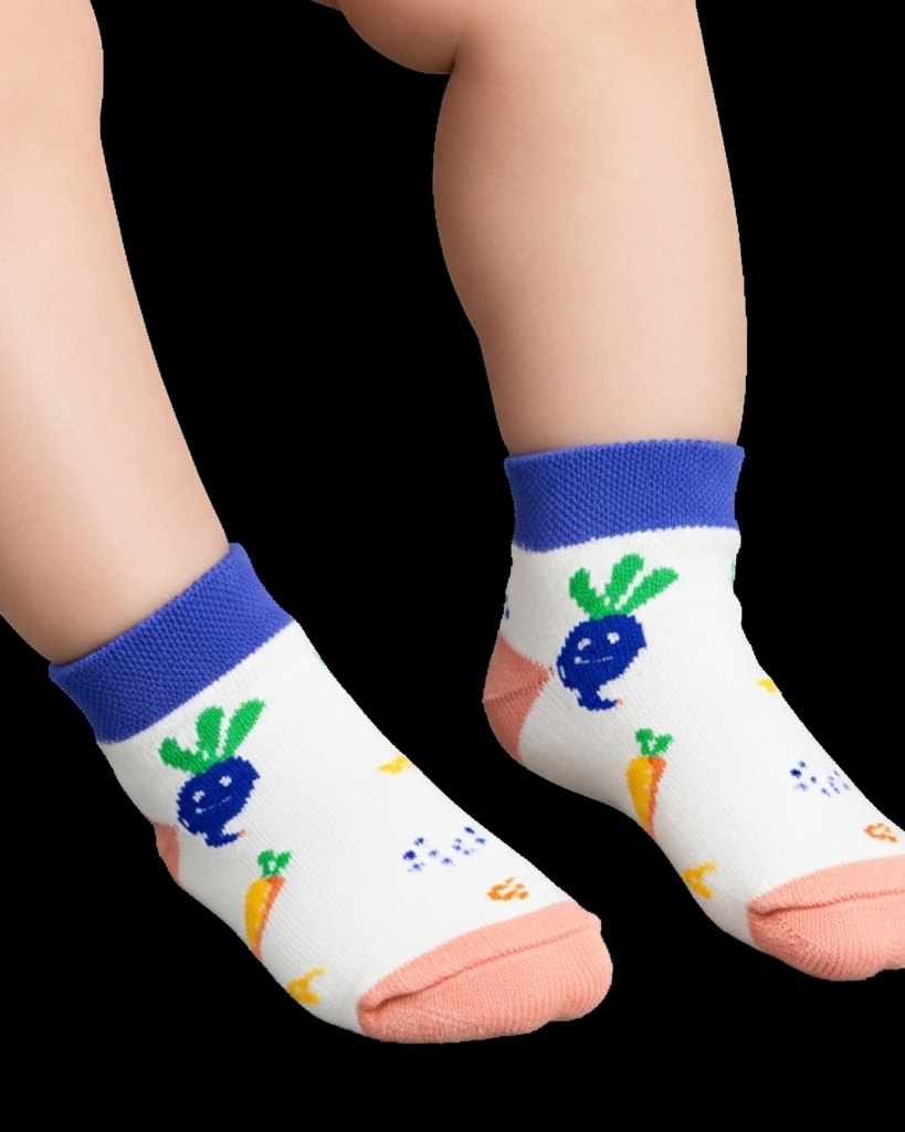 Veggie Fun Baby Ankle Socks – Carrot & Beet Print thumbnail 3