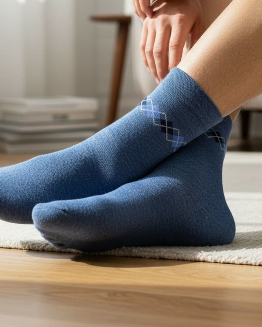 Men Cotton Ankle Socks Soft Breathable Comfort Fit Blue thumbnail 2