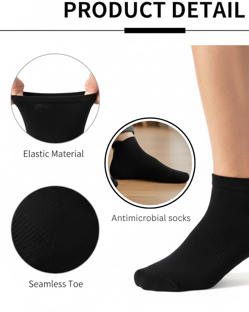Premium Antimicrobial Ankle Socks – Odor Control & Breathable Comfort thumbnail 2