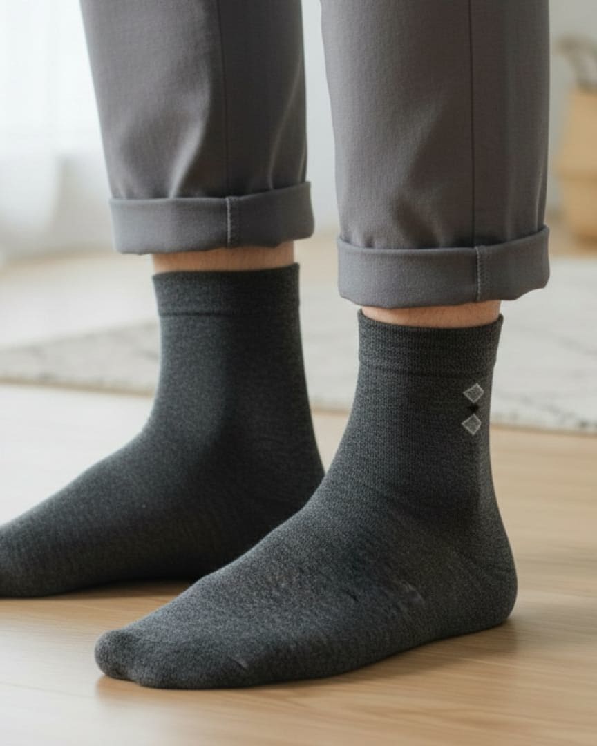 Men Cotton Ankle Socks Soft Breathable Comfort Fit Dark Grey thumbnail 3