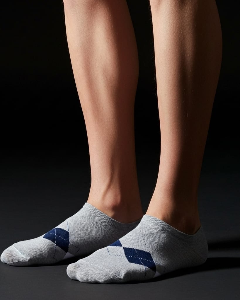 Light Grey Argyle Low-Cut Socks – Subtle Style, Everyday Comfort main view