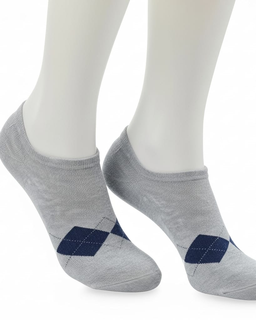 Light Grey Argyle Low-Cut Socks – Subtle Style, Everyday Comfort thumbnail 2