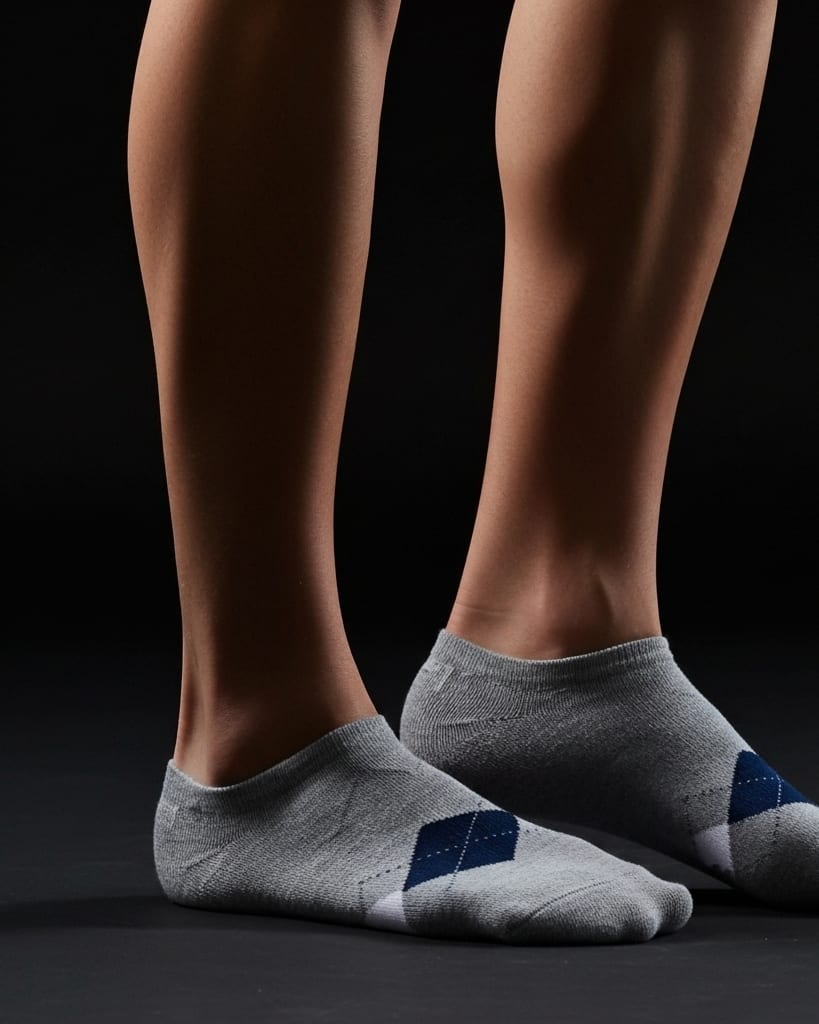 Light Grey Argyle Low-Cut Socks – Subtle Style, Everyday Comfort thumbnail 3