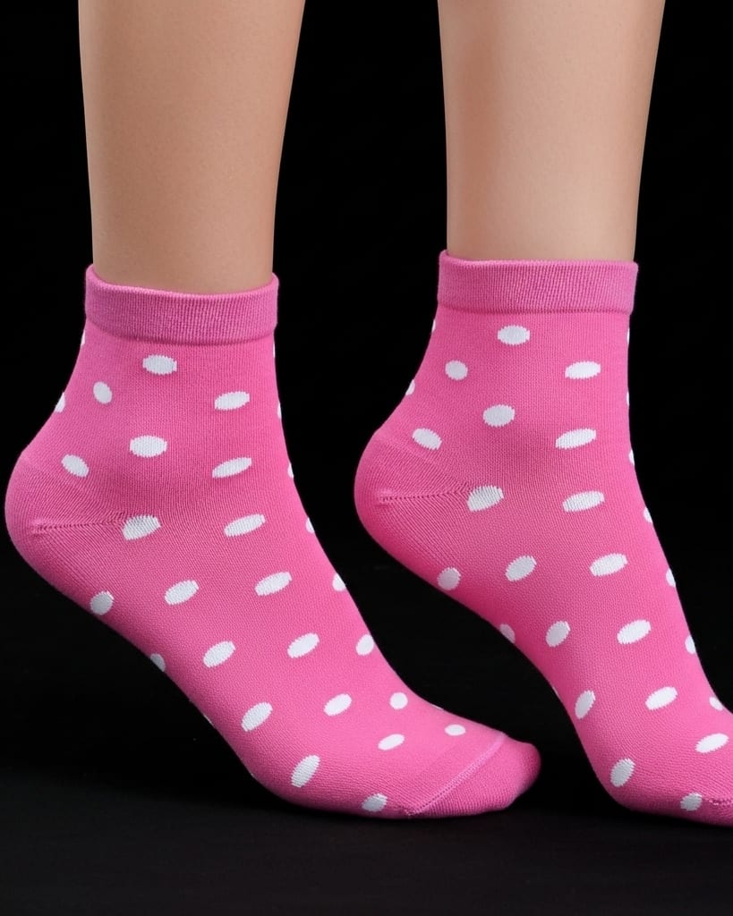Pink Polka Dot Ankle Socks – Soft and Stylish Everyday Wear thumbnail 1