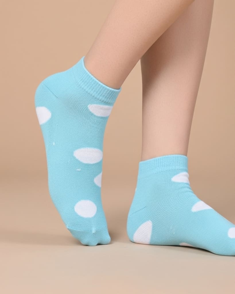 Sky Blue Polka Dot Ankle Socks thumbnail 1