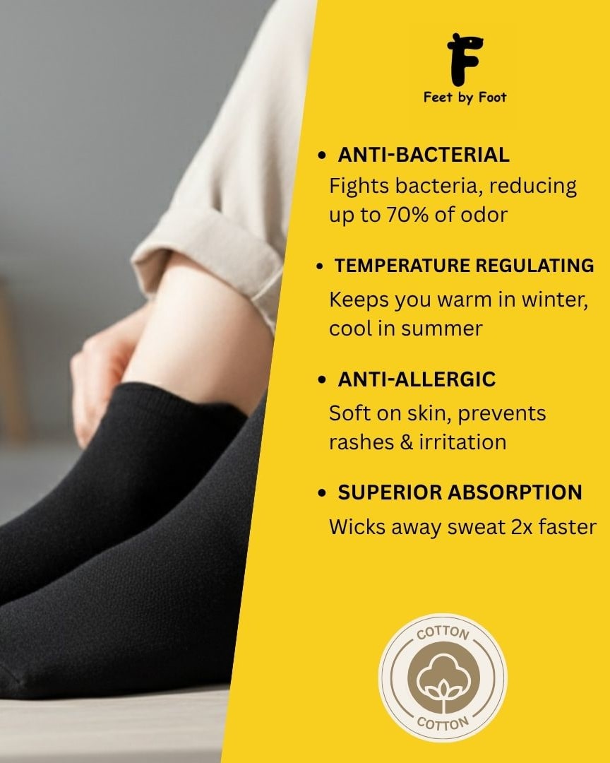 Black Antimicrobial Cotton Socks – Odor-Free, Sweat-Absorbing, and Anti-Allergic Everyday Socks thumbnail 5