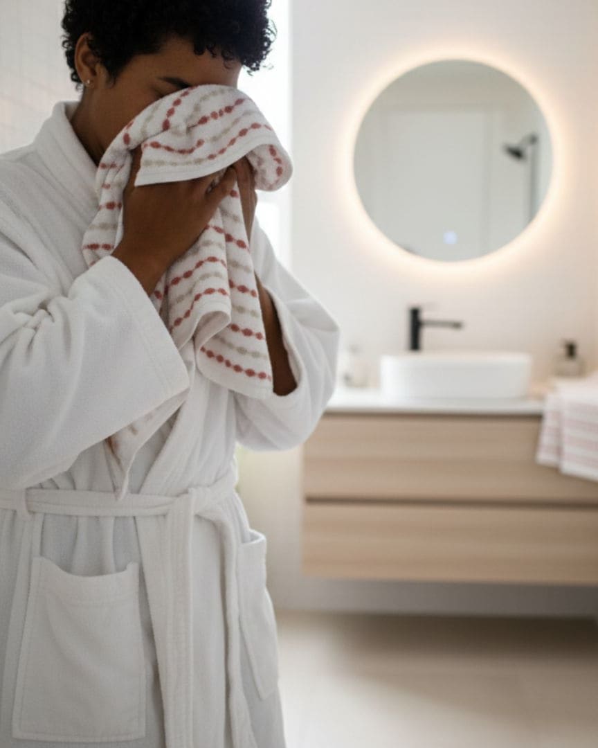 Super Absorbent White Multicolor Dotted Cotton Bath Towel – 480 GSM Large Size (130×75 cm) Soft & Quick Dry thumbnail 3