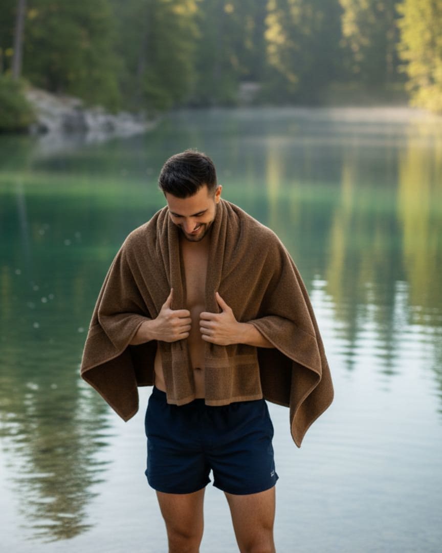 Quick Dry Brown  Cotton Bath Towel – 725 GSM Ultra Soft & Highly Absorbent, Large Size (140×75 cm) thumbnail 2