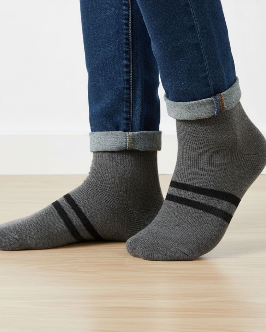 Men's/Unisex Premium Woolen Blend Crew Socks with Double Sport Stripe main view