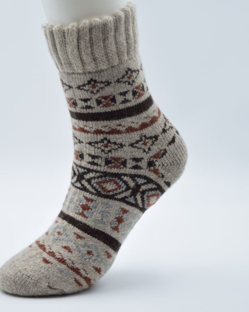 Rustic Fair Isle Unisex Winter Socks | Cozy Couples Socks for Fireplace Lounging thumbnail 4