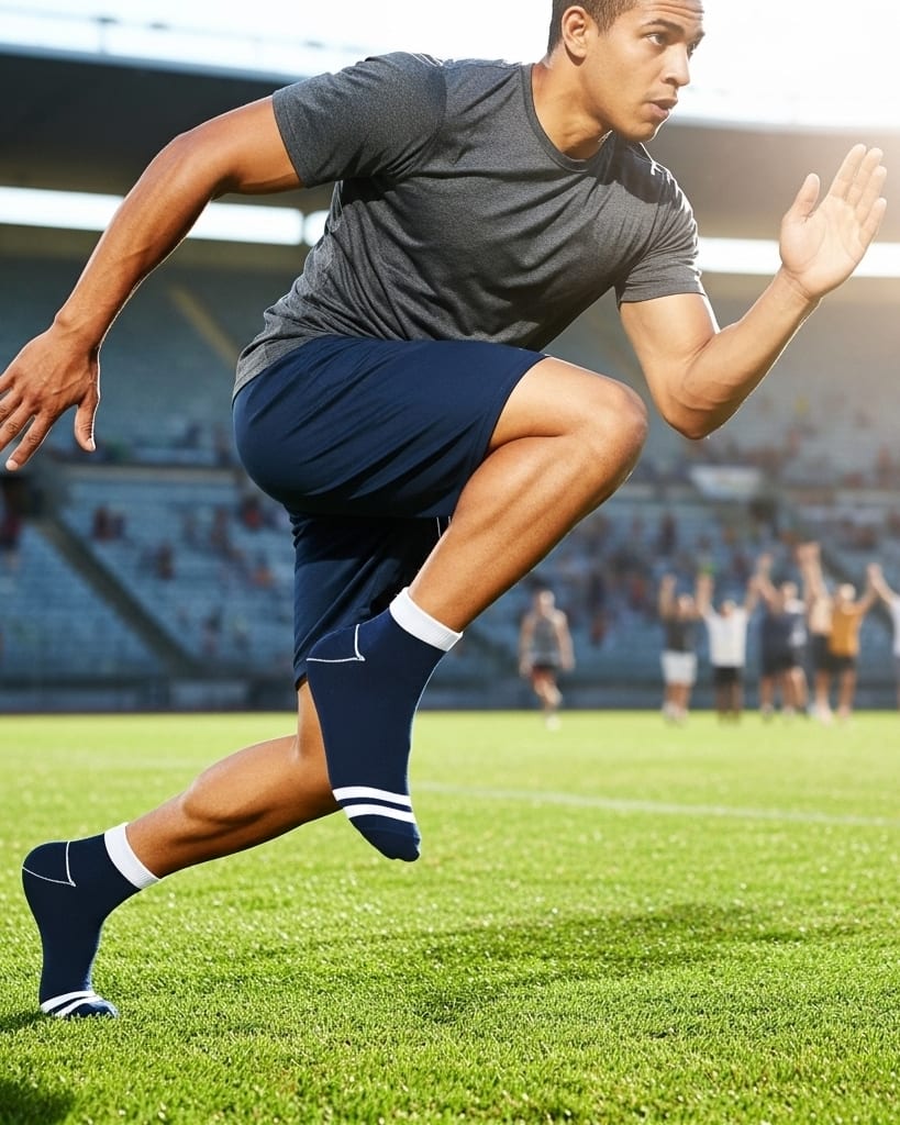 Classic Navy Ankle Socks with White Stripes thumbnail 2