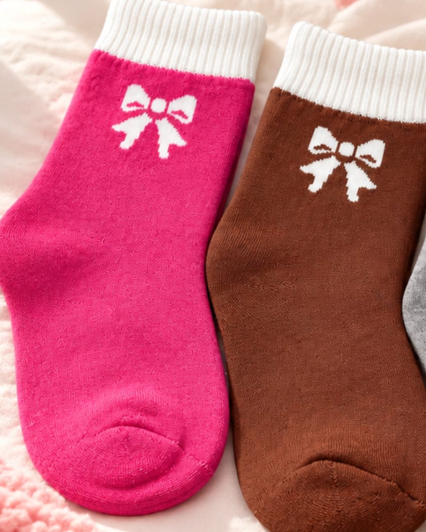 FeetbyFoot Kids Socks for Girls – Cute Bow Design, Soft & Breathable Fabric, 4 Pairs Pack thumbnail 4