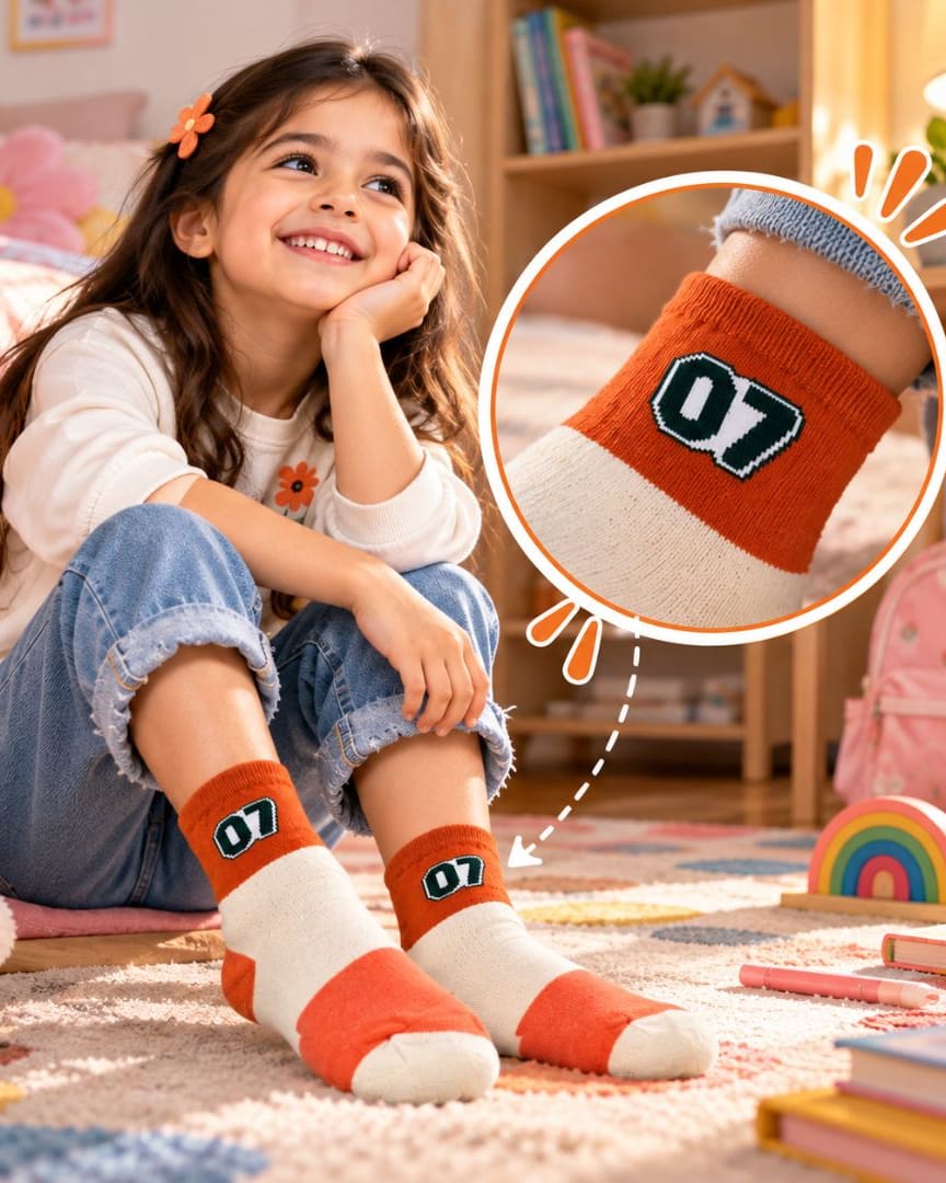 Kids Cotton Crew Socks Pack of 5 Pairs, Unisex Socks for Boys & Girls thumbnail 4