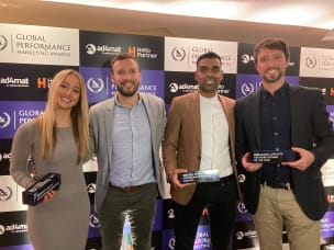 Awin employees at the 2023 Global Performance Marketing Awards, taking home three awards