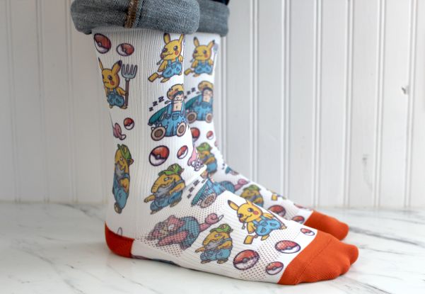 pokeballs and overalls sock