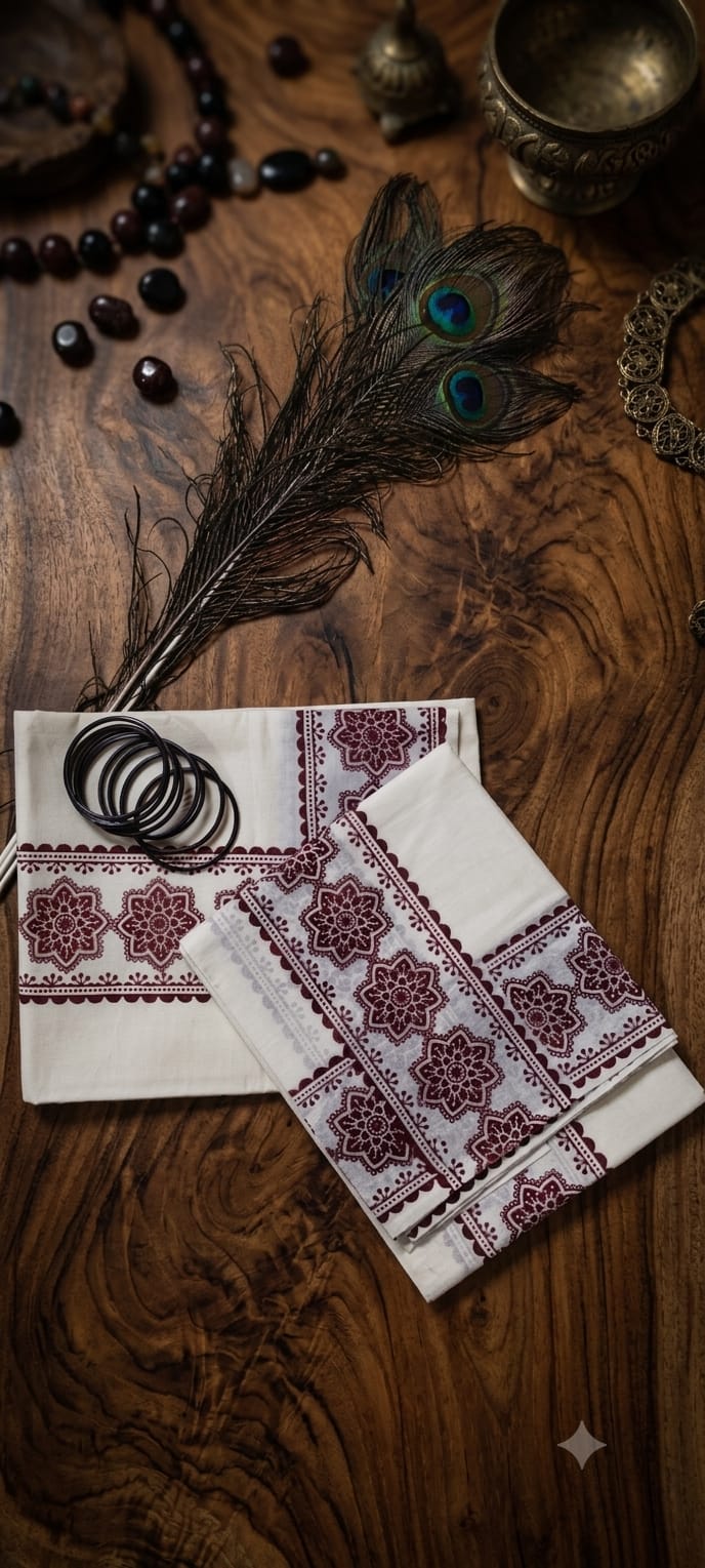 Brown border set mundu alternate