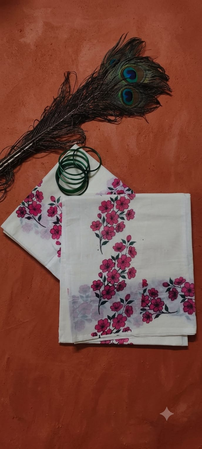 Flower border set mundu