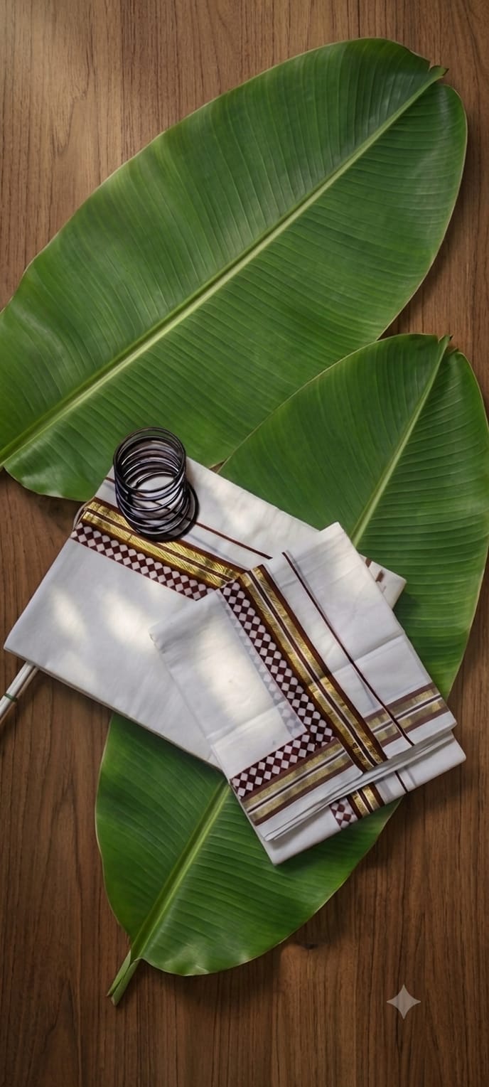 Brown golden set mundu