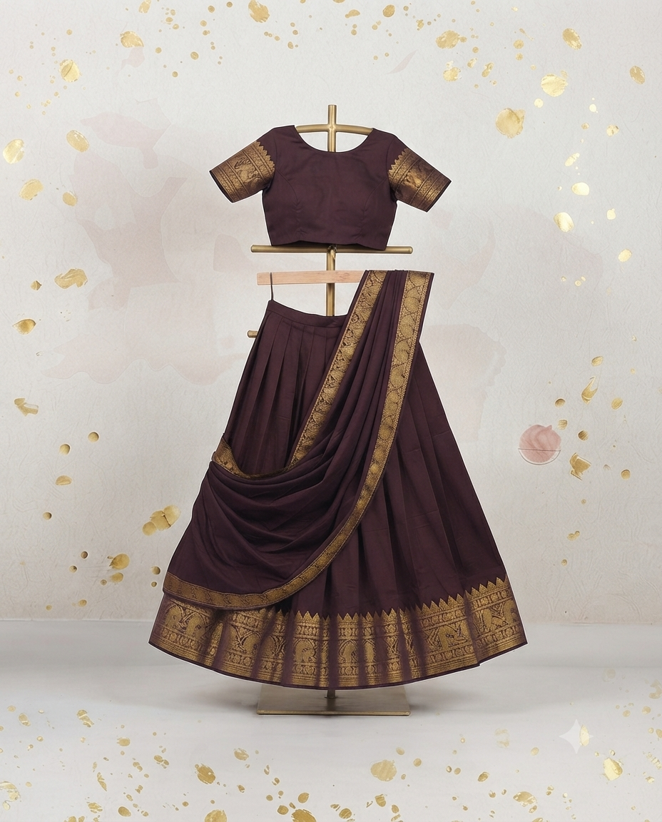 Semi stitched kanji cotton dhavani set